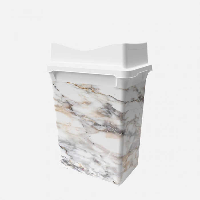 Q-Trash Marble Çöp Kutusu Çift Kapaklı 10L
