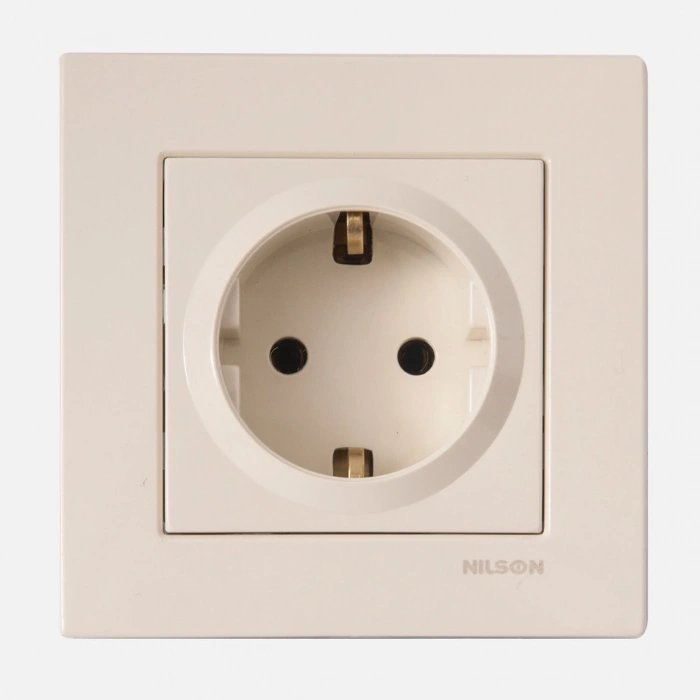Nilson Moda Krem Topraklı Priz