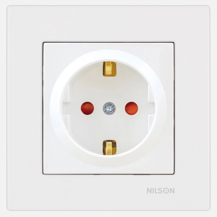 Nilson Moda Beyaz Çocuk Korumalı Topraklı Priz