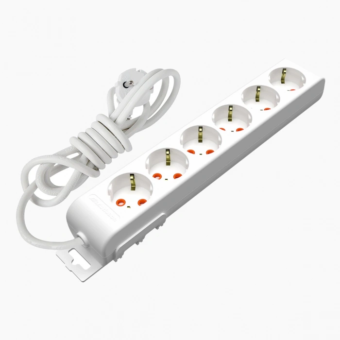 Mutlusan Ri-Tech 6lı Topraklı Grup Priz Çocuk Korumalı Klemensli 2metre