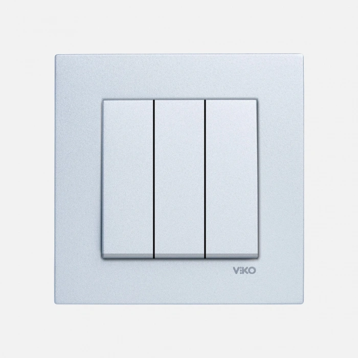 Viko N/T Gümüs 3 Lü Anahtar Mek+Dug+Kap/Vk