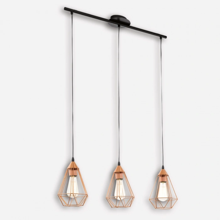 Eglo Vintage Serisi Tarbes Metal Üçgen 3lü Vintage Sarkıt