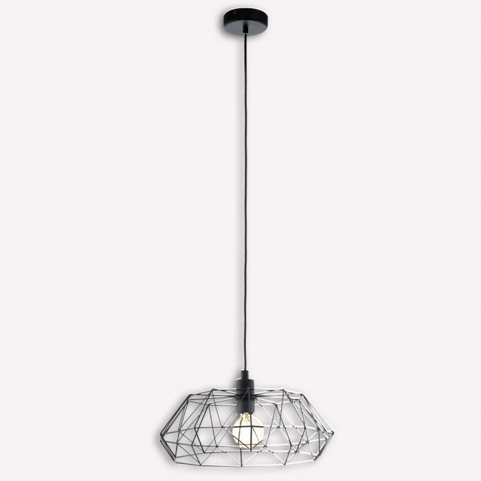 Eglo Vintage Serisi Carlton Çelik Yuvarlak Tekli Vintage Sarkıt Siyah