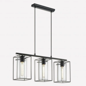 Eglo Loncino Metal Dikdörtgen 3lü Modern Sarkıt Siyah