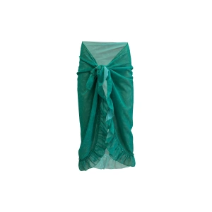 Ashley Yeşil Yaprak Desenli Fırfırlı Pareo