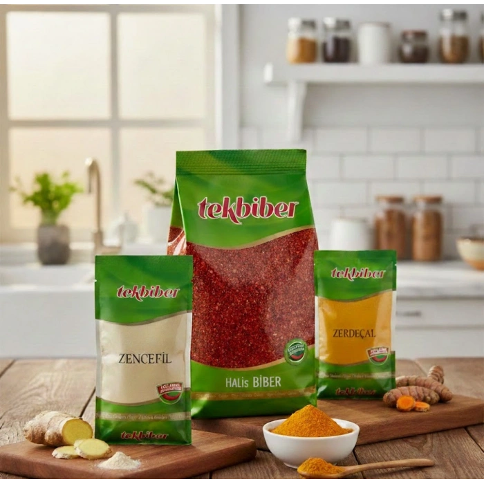 Tekbiber Şifa Üçlüsü Baharat Seti (Zencefil + Zerdeçal + Halis Biber) 500 Gr