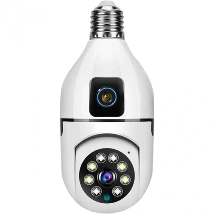 Çift Lensli Duy Girişli Kablosuz Ampul Kamera