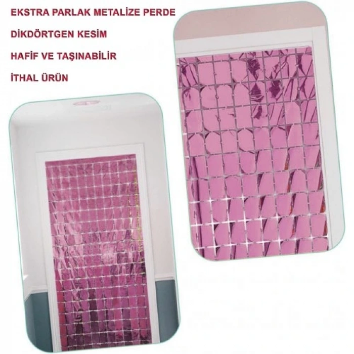 Ekstra Metalize Rose Gold Disko Kapı Perdesi