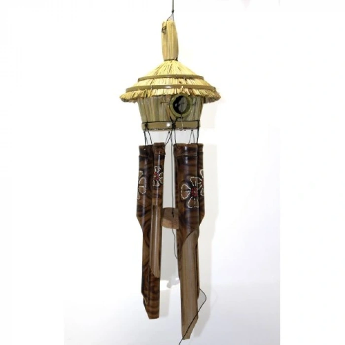 Hasır Kuş Yuvalı Bambu Çan 50 cm