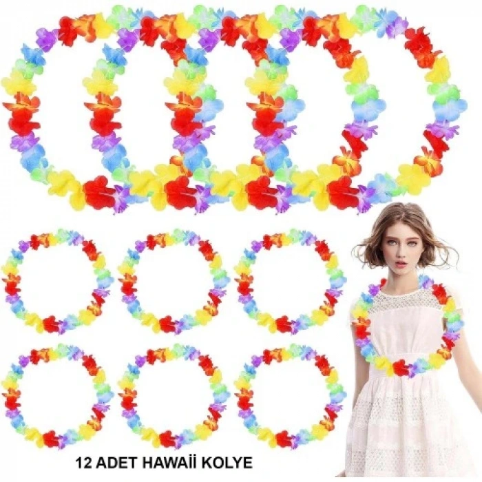 Hawaii Çiçekli Boyun Kolyesi 12 Adet
