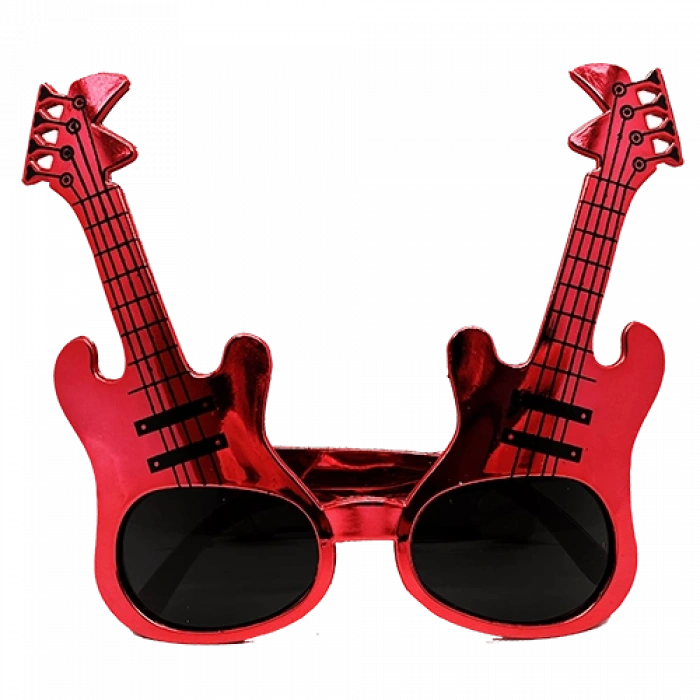 Kırmızı Renk Gitar Şekilli Parti Gözlüğü