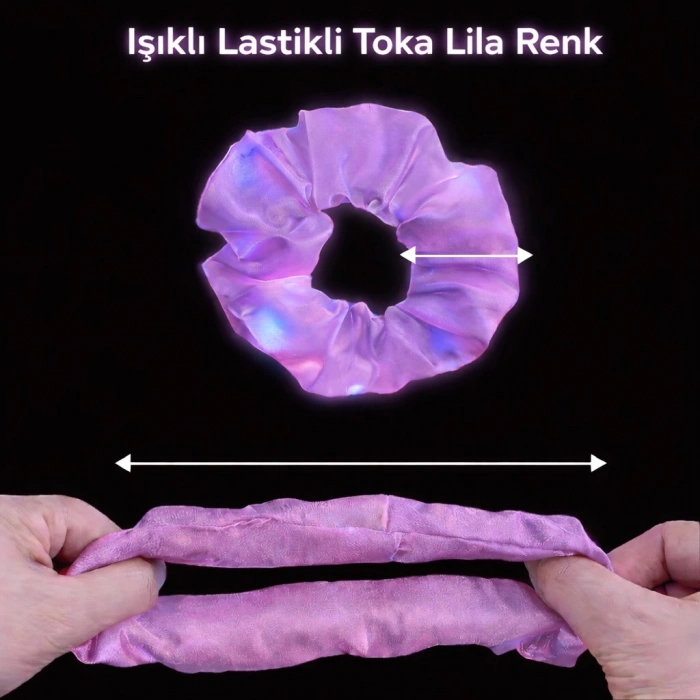 Lila Renk LED Işıklı Lastikli Saç Tokası - 3 Modlu