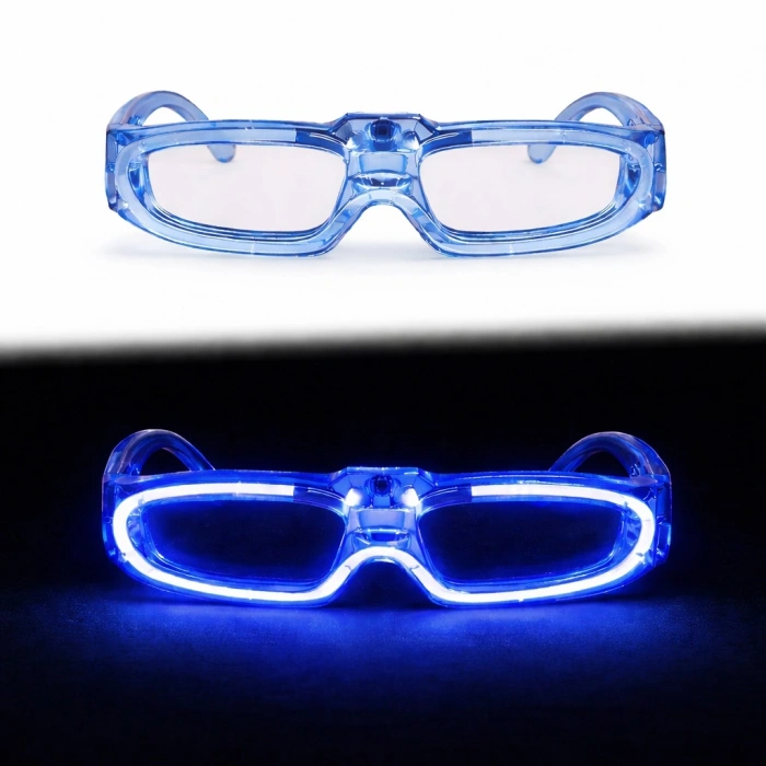 Mavi LED Işıklı Parti Gözlüğü - 3 Modlu