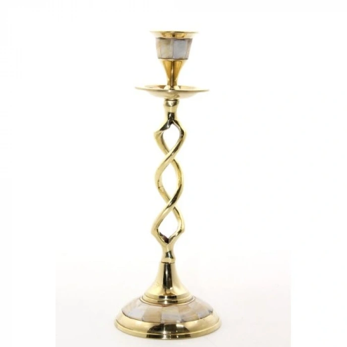 Tekli Pirinç Sedefli Şamdan Model 2