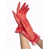 Kısa Boy Likralı Güpürlü Yetişkin Tül Eldiven Kırmızı Renk