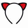Peluş Kedi Kulaklı Taç Kırmızı Siyah