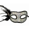 Siyah Yandan Tüylü Pul Payet Maskesi