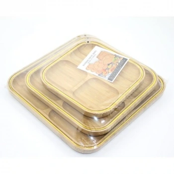 3lü Ahşap Kahvaltı Çerez Ve Meyve Sunum Tabağı