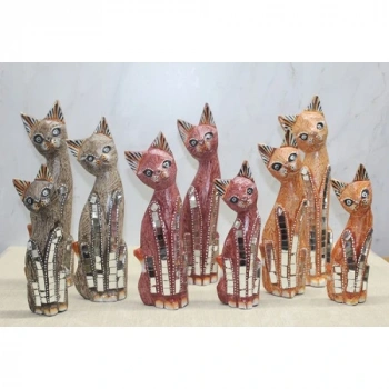 Ahşap 3lü Kedi Seti 30 Cm Model 2