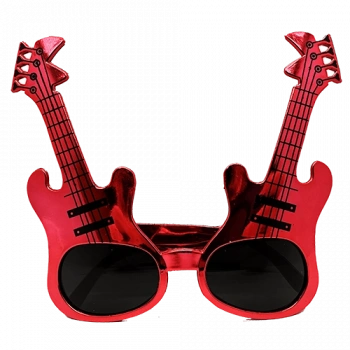 Kırmızı Renk Gitar Şekilli Parti Gözlüğü