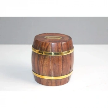 Pirinç Detaylı Fıçı Kumbara Model 1