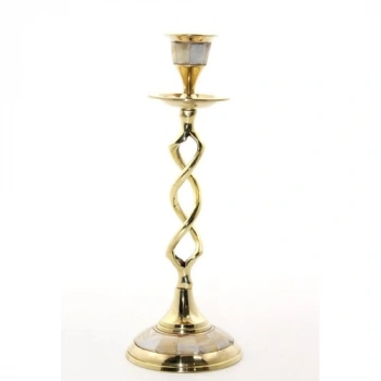 Tekli Pirinç Sedefli Şamdan Model 2