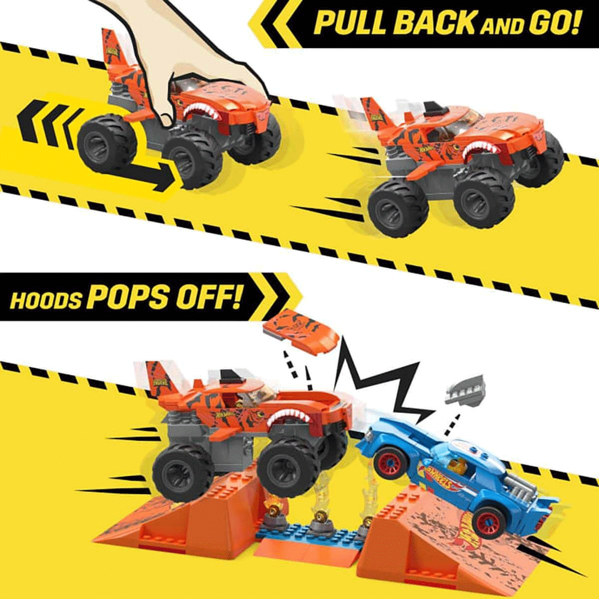 ÇOK SATAN HKF88 MEGA™ Hot Wheels® Smash n Crash Tiger Shark Çarpışma Seti 245 parça +5 yaş