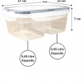 2 Bölmeli 0,45+0,45 Litre Kilitli Kapaklı Erzak Saklama Kabı LC-524