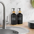 2 Li Bambu Altlıklı Sıvı Sabunluk Seti Siyah