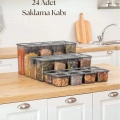 24lü 3 Boy Kavanoz Seti & Saklama Kabı & Erzak Kabı 8x650/1300/1900 Ml (40 Lı Etiket Hediyeli)
