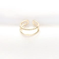 2li Görünümlü Su Yolu Tasarımlı Gold Renk Ayarlanabilir Yüzük