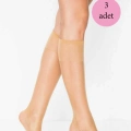 3 Adet Kadın Diz Altı Parlak Fit 15 Denye Çorap Ten