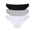 3 adet Süper Eko Set Likralı Kadın Slip Külot Siyah Gri Beyaz