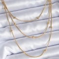 316L Çelik Gold Renk 3lü Minimal Toplu Kadın Kolye