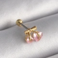 316L Çelik Gold Renk Pembe Zirkon Taşlı Kalp Tragus Piercing