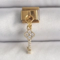 316L Çelik Gold Renk Sallantı Zirkon Taşlı Anahtar Model Nomination Charm