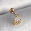 316L Çelik Gold Renk Üçgen Zirkon Taşlı Tragus Piercing