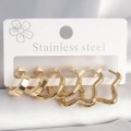 316L Çelik Gold Renk Yıldız Halka Model Kadın Küpe Seti