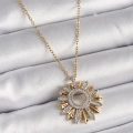 316L Çelik Gold Renk Zincir Zirkon Taşlı Mix Renk Güneş Model Kadın Kolye