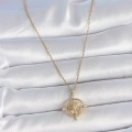 316L Çelik Gold Renk Zincir Zirkon Taşlı Pusula Model Kadın Kolye