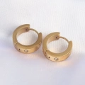 316L Çelik Gold Renk Zirkon Taşlı Minimal Model Halka Küpe