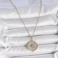 316L Çelik Gold Renk Zirkon Taşlı Pusula Model Kadın Kolye