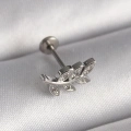 316L Çelik Gümüş Renk Dal Model Zirkon Taş Detaylı Tragus Piercing