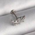 316L Çelik Gümüş Renk Dal Model Zirkon Taş Detaylı Tragus Piercing