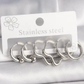 316L Çelik Gümüş Renk Halka Yıldız Model Kadın Küpe Seti