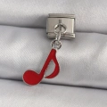 316L Çelik Gümüş Renk Kırmızı Nota Model Nomination Charm