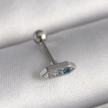 316L Çelik Gümüş Renk Mavi Zirkon Taşlı Tragus Piercing