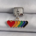 316L Çelik Gümüş Renk Renkli Sallantı Kalp Model Nomination Charm