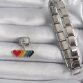316L Çelik Gümüş Renk Renkli Sallantı Kalp Model Nomination Charm