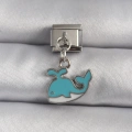 316L Çelik Gümüş Renk Sallantı Mavi Balina Model Nomination Charm